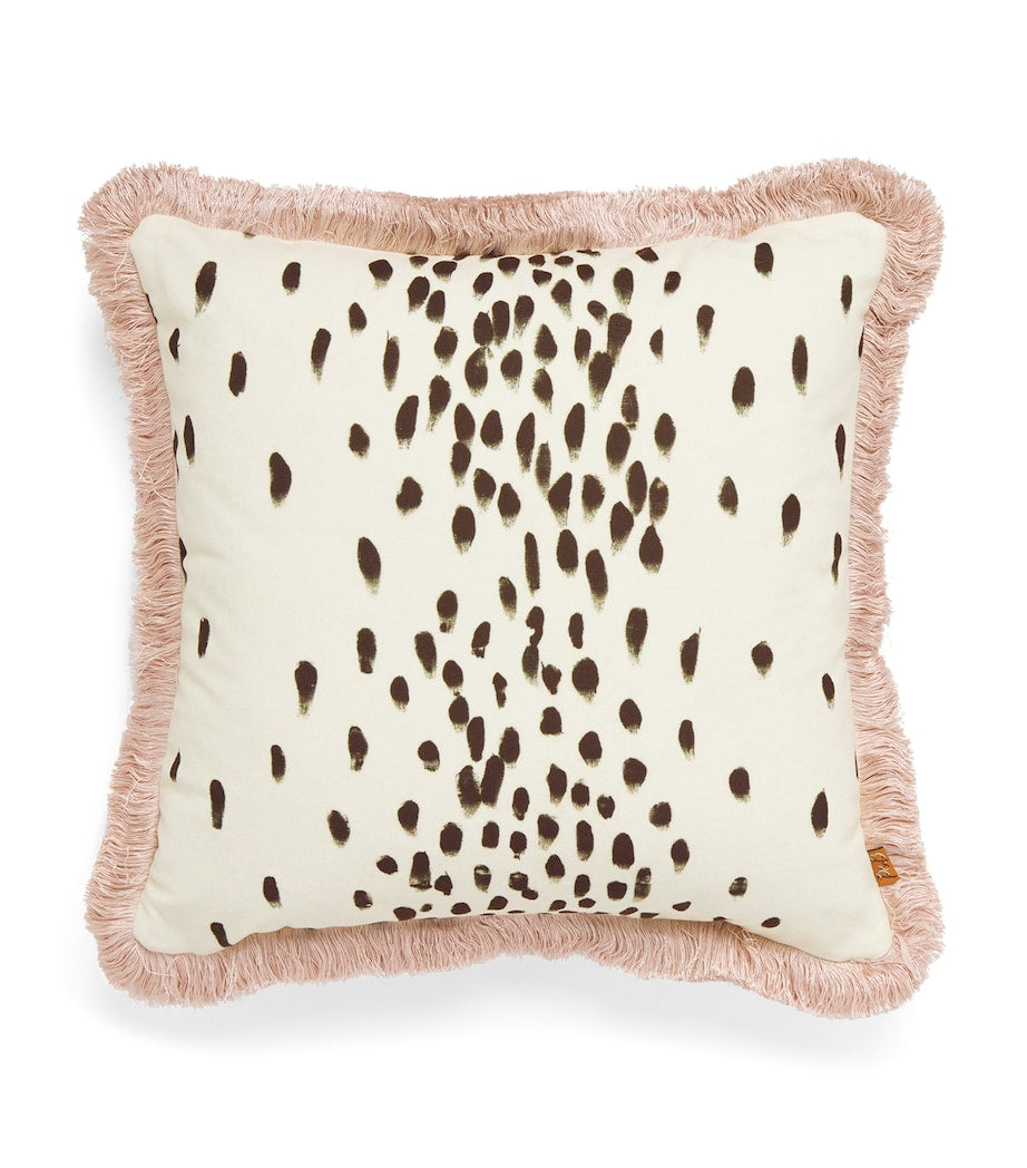 Poodle & Blonde fringed dalmatian cushion 52cm x 52cm, imported from the UK