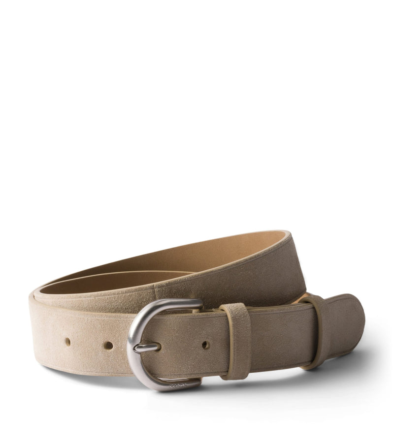 Prada designer suede belt with engraved buckle, UK version