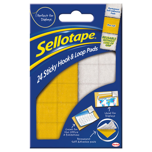 Sellotape 24 Sticky Hook & Loop Pads Office Supplies ASDA   