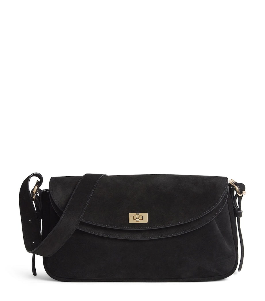 Sandro Paris suede Le Mambo shoulder bag H15xW31xD10.5cm (British brand)