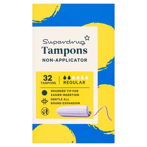 Superdrug regular non applicator tampons x32 (British brand)