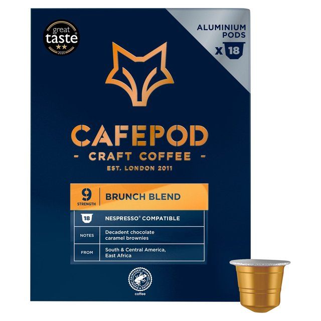 CafePod Brunch Blend Nespresso Compatible Aluminium Coffee Pods   18 per pack