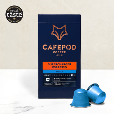 Entkoffeinierter Supercharger Espresso Kaffee