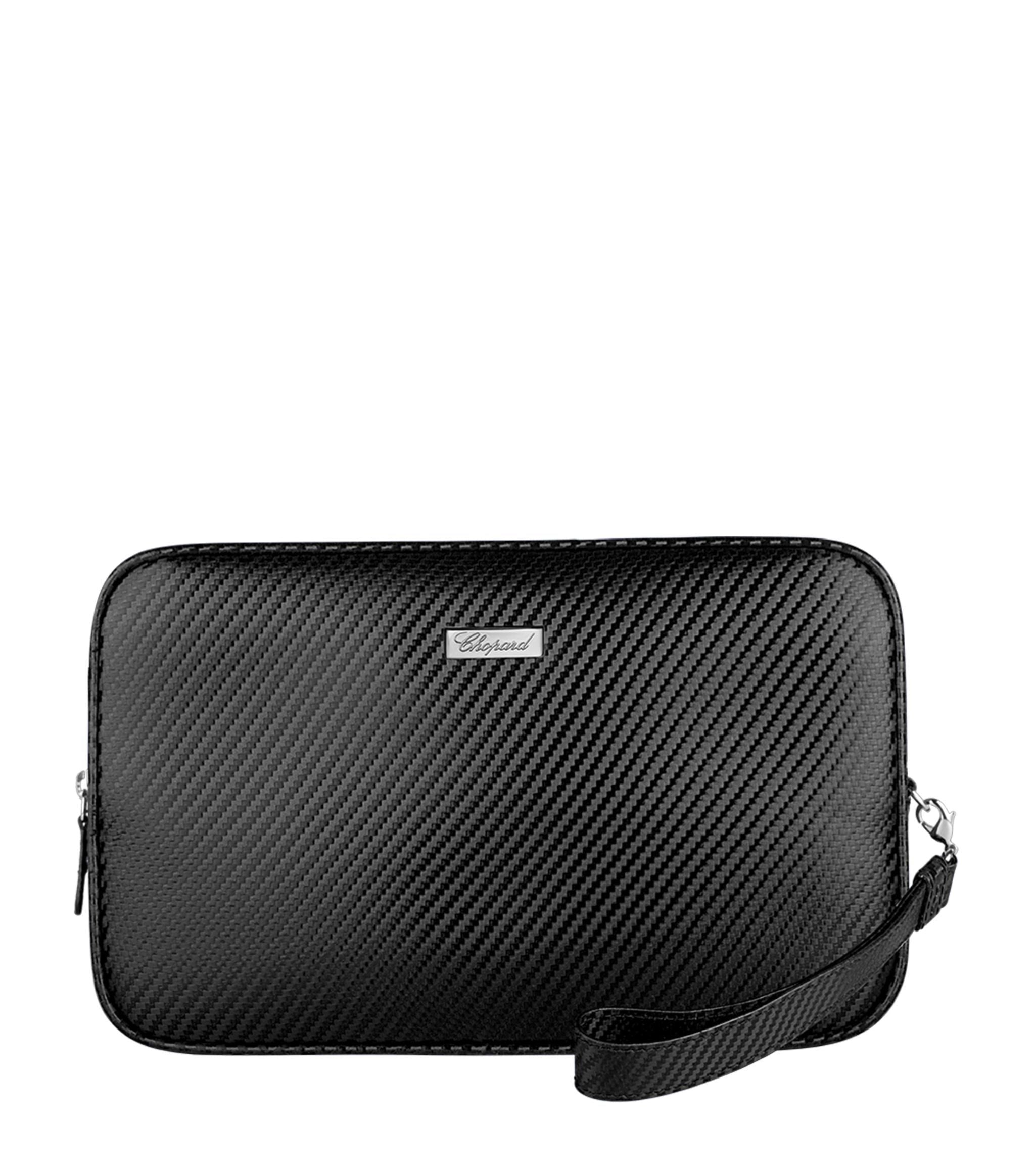 Calfskin Classic Racing Carbon Zipped Pouch