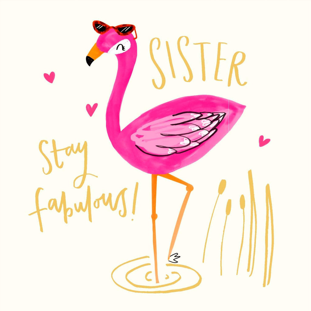 Camden Graphics Happy Birthday Sister Card With Pink Flamingo Design