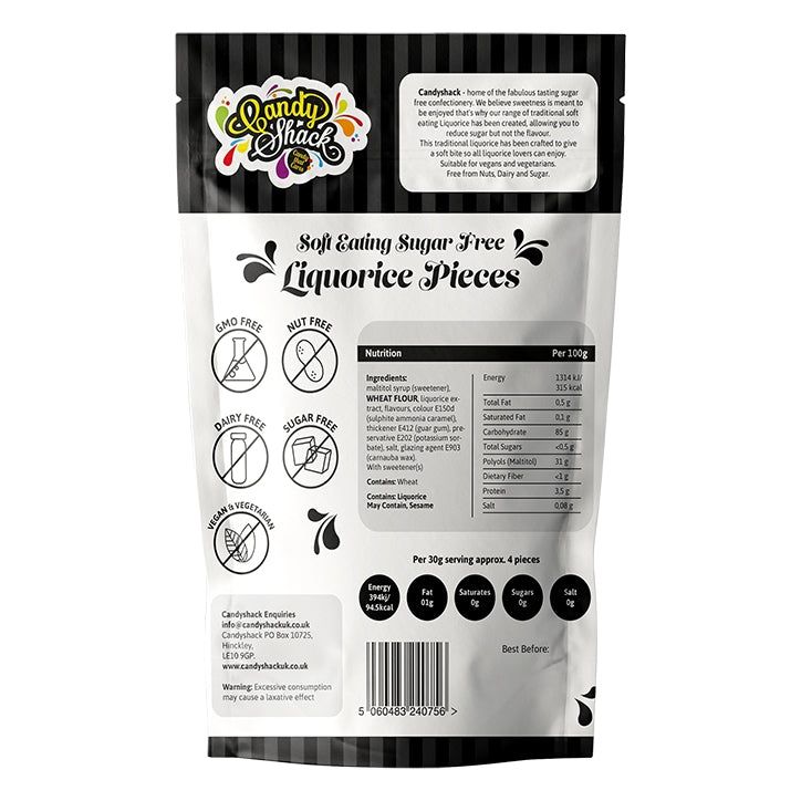 Candyshack Soft Eating Sugar Free Liquorice Pieces 120g