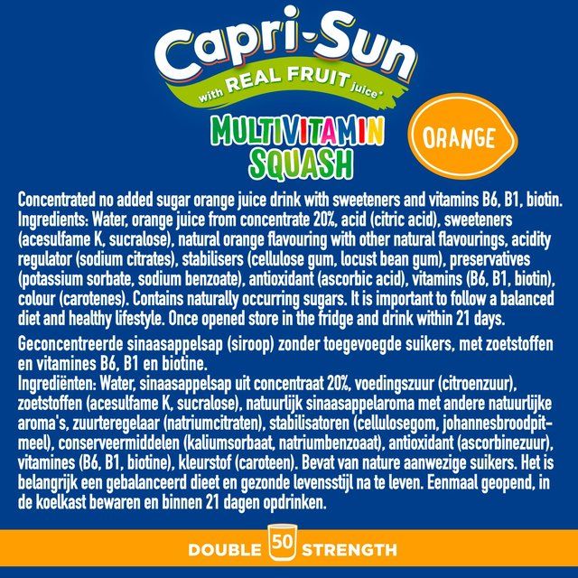 Capri-Sun Double Strength Orange Multivitamin Squash   1L