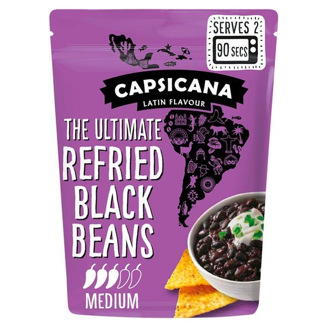 Capsicana Mexican Refried Chipotle Black Beans Medium   200g