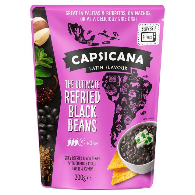 Capsicana Mexican Refried Chipotle Black Beans Medium