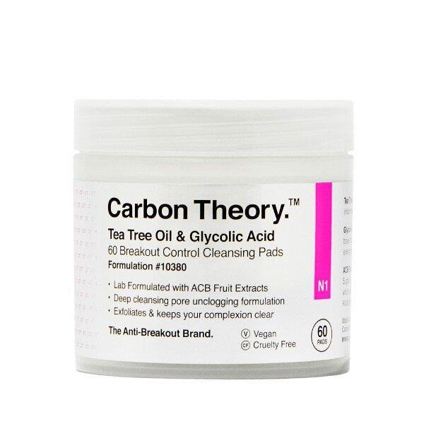 Carbon Theory Tea Tree &amp;amp; Glycolic Acid Cleansing Pads X60