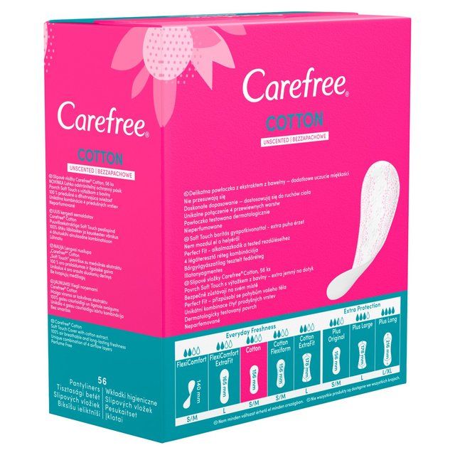 Carefree Cotton Breathable Pantyliners   56 per pack