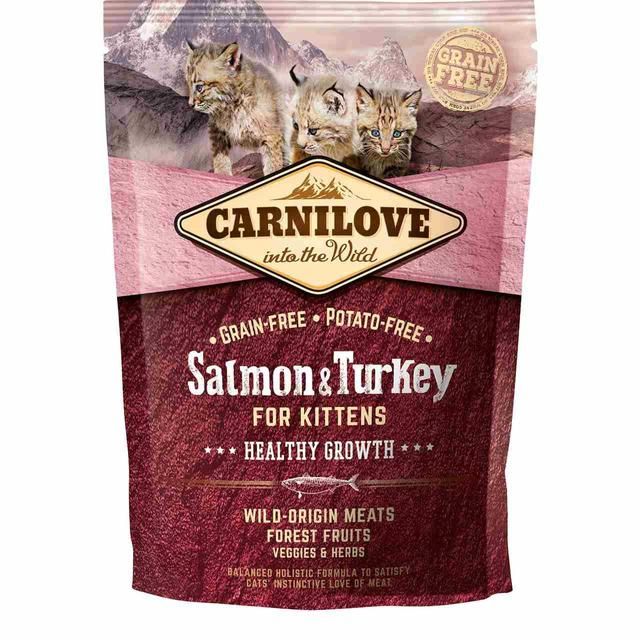 Carnilove Grain Free Kitten Salmon &amp;amp; Turkey Healthy Growth Dry Cat Food   400g