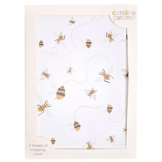 Caroline Gardner Bees Gift Wrap Sheets   2 per pack