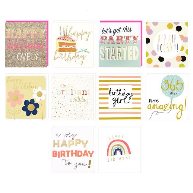 Caroline Gardner General Birthday Card Bundle, 10pk