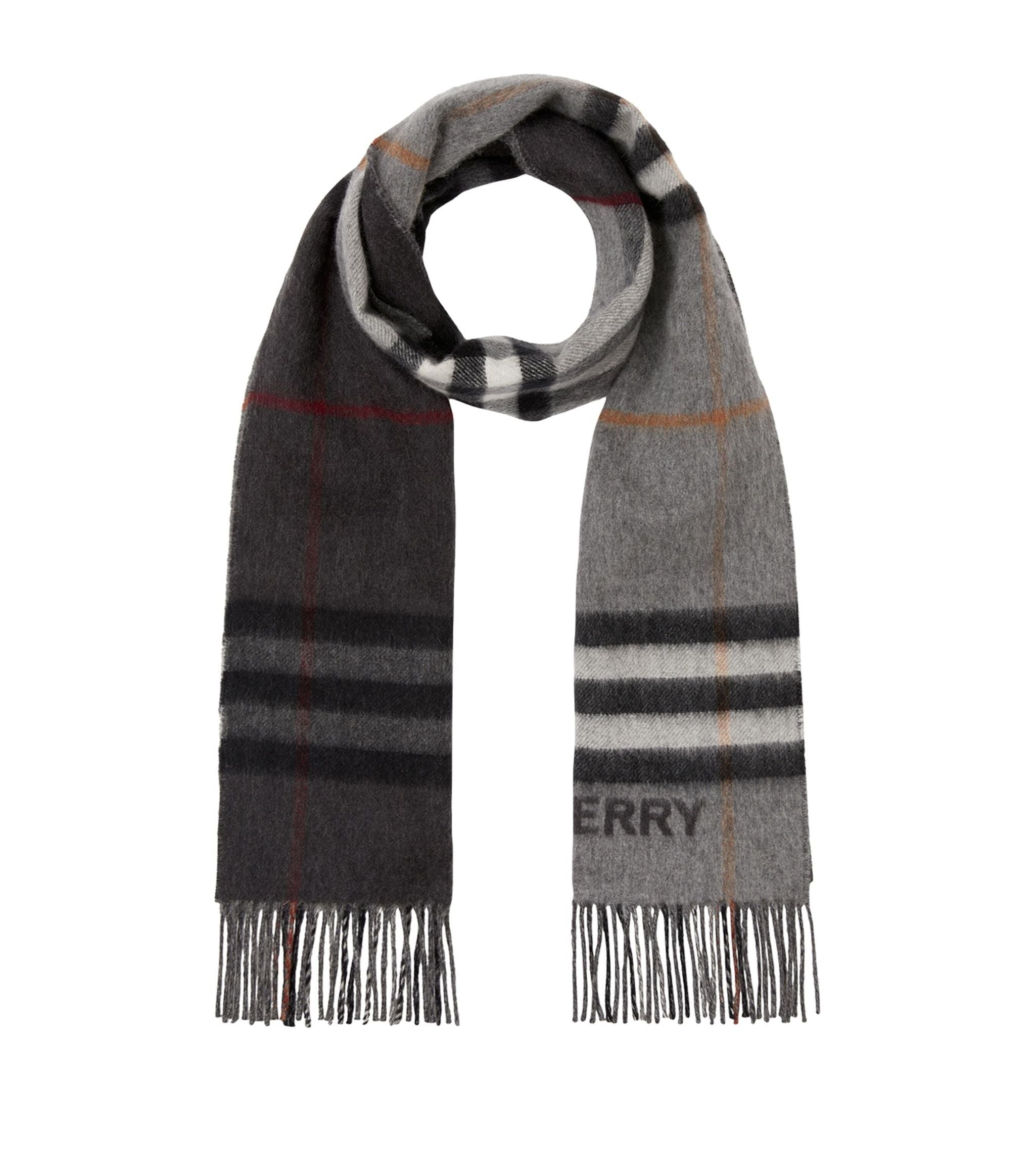 Cashmere Contrast-Check Scarf