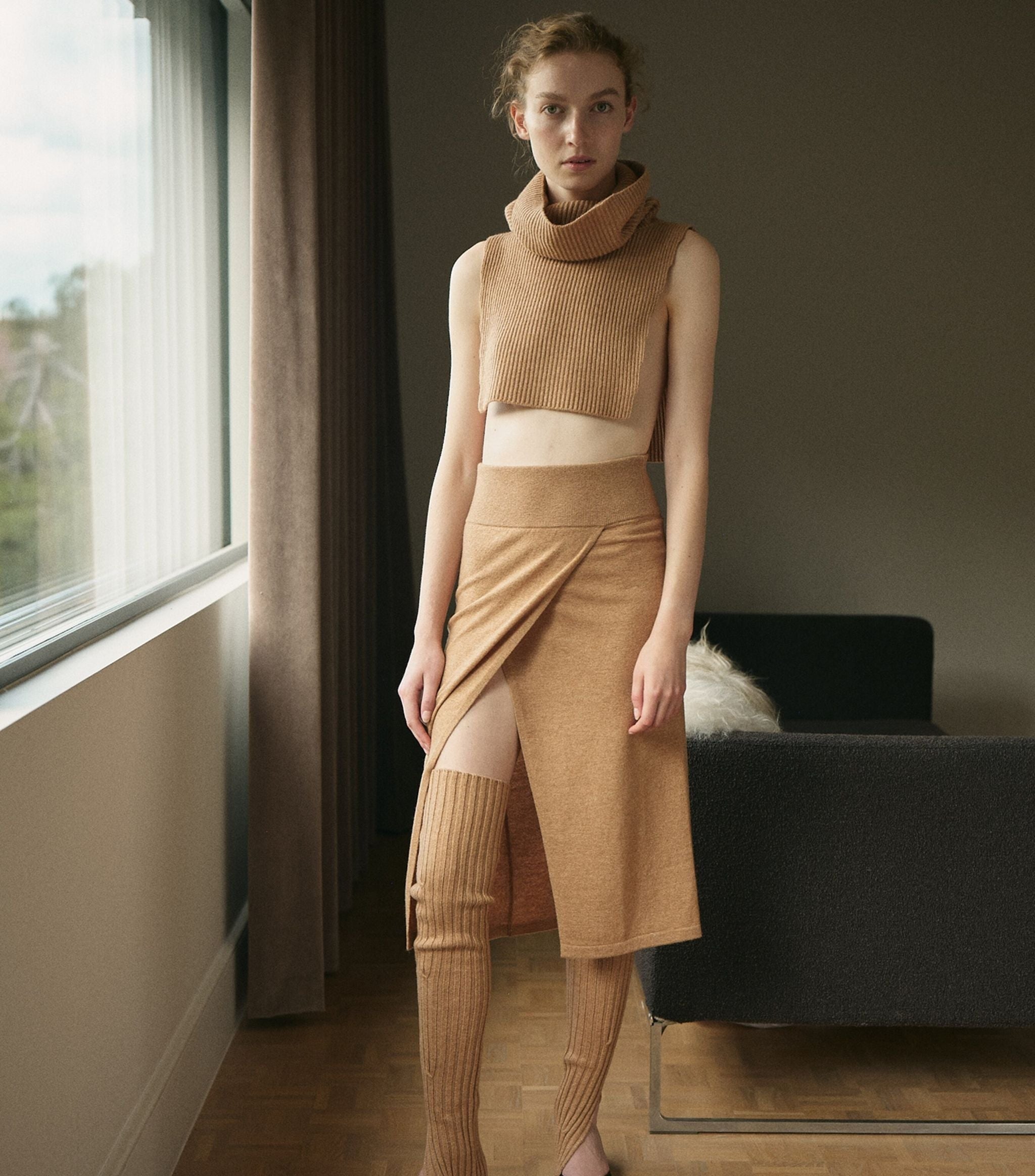 Cashmere-Wool Lucia Wrap Skirt