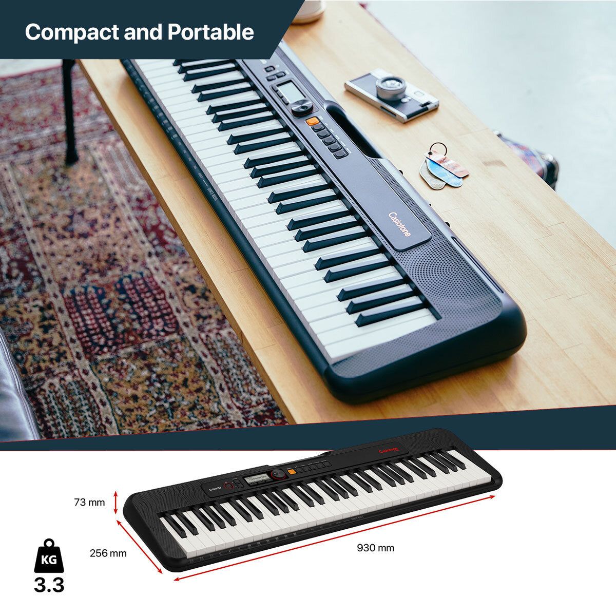 Casio CT-S195AD Portable Keyboard in Black, with Stand, Headphone &amp;amp; Adapter