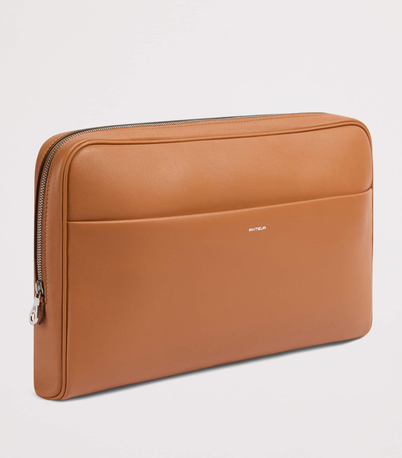 Aviteur leather trolley-sleeve laptop case - British product