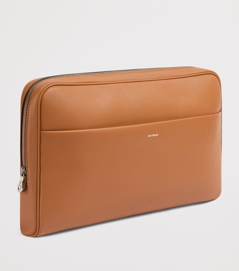 Aviteur leather trolley-sleeve laptop case - British product