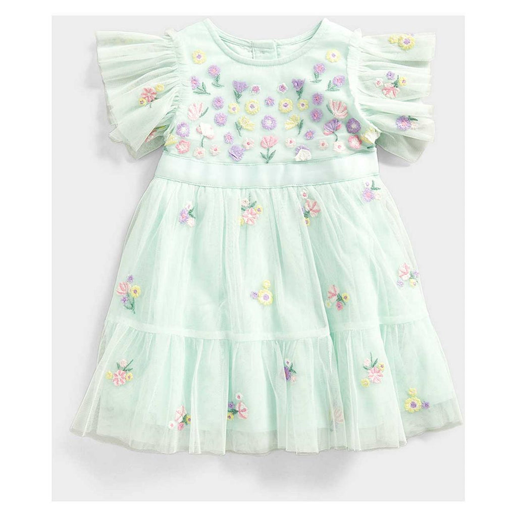 Mothercare Green Embroidered Mesh Dress