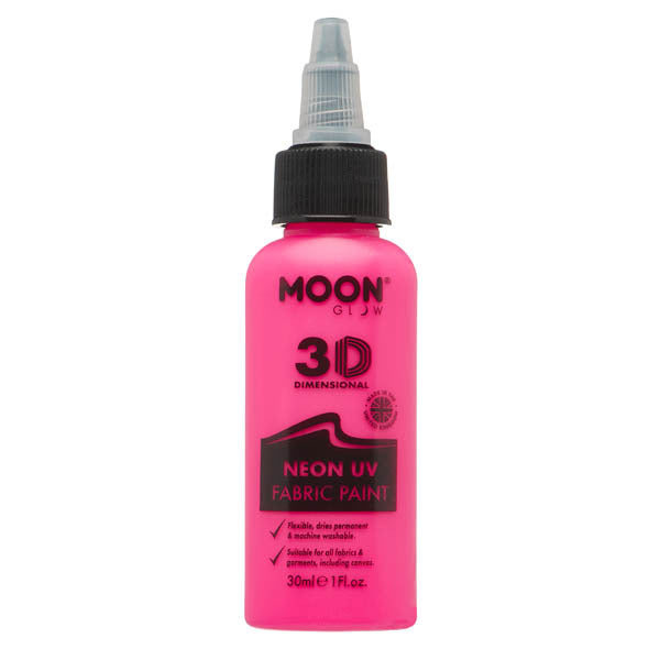 Moon Glow Neon Pink Fabric Paint 30ml, imported from the UK