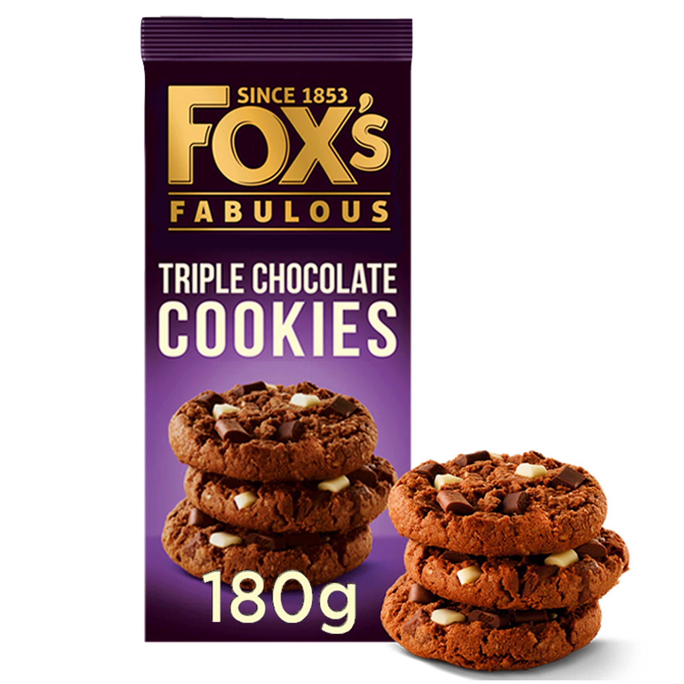 Fox's Biscuits Chunkie Triple Chocolate Cookies 180g Biscuit barrel Sainsburys   