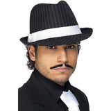 Smiffys deluxe trilby hat with black white pinstripe and white band - British product