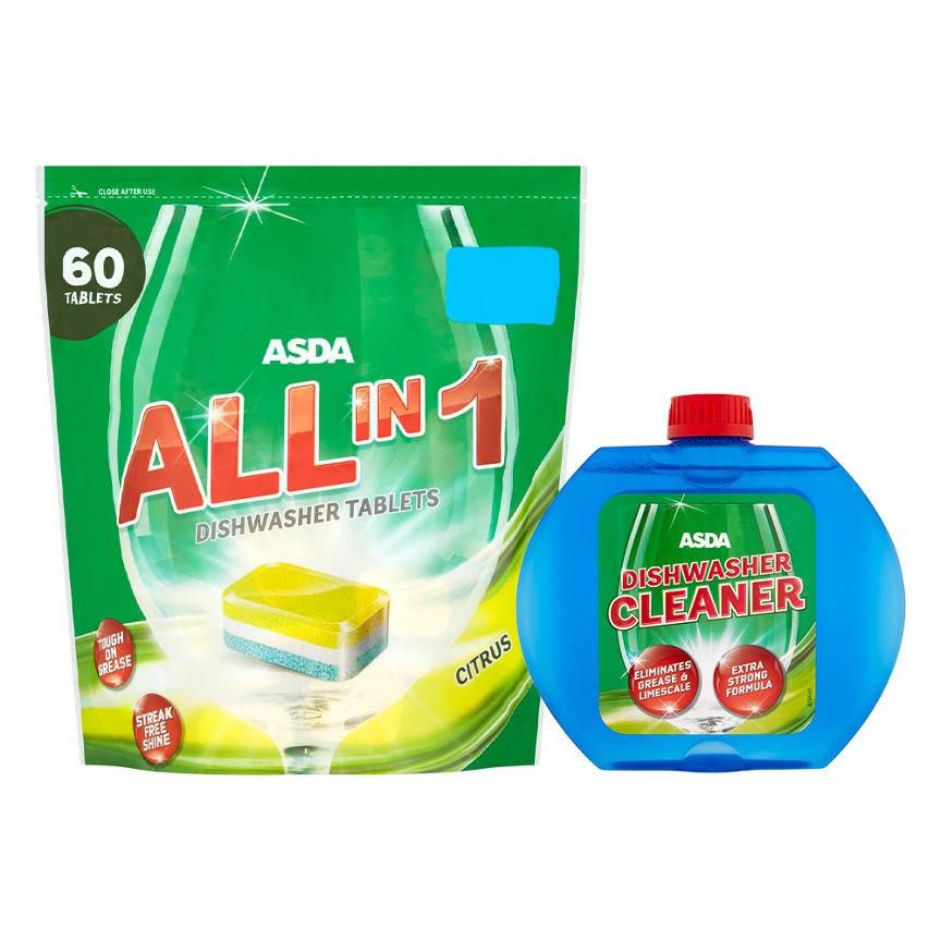 ASDA All in 1 Citrus Dishwasher Tablets & Rinse Aid Bundle GOODS ASDA   