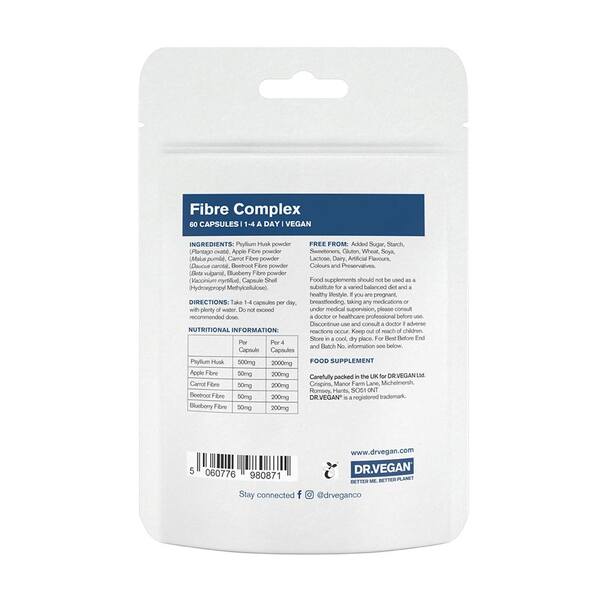 DR.VEGAN Fibre Complex supplement 60 capsules (British brand)