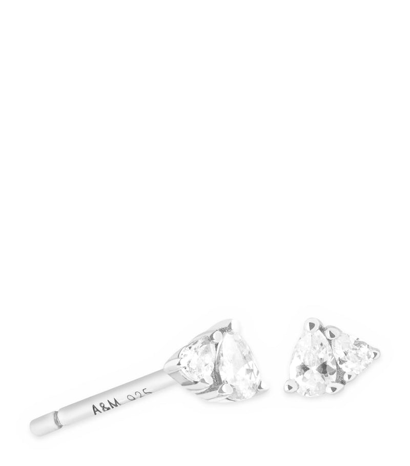 Astrid & Miyu Rhodium-Plated Pear Cluster Stud Earrings