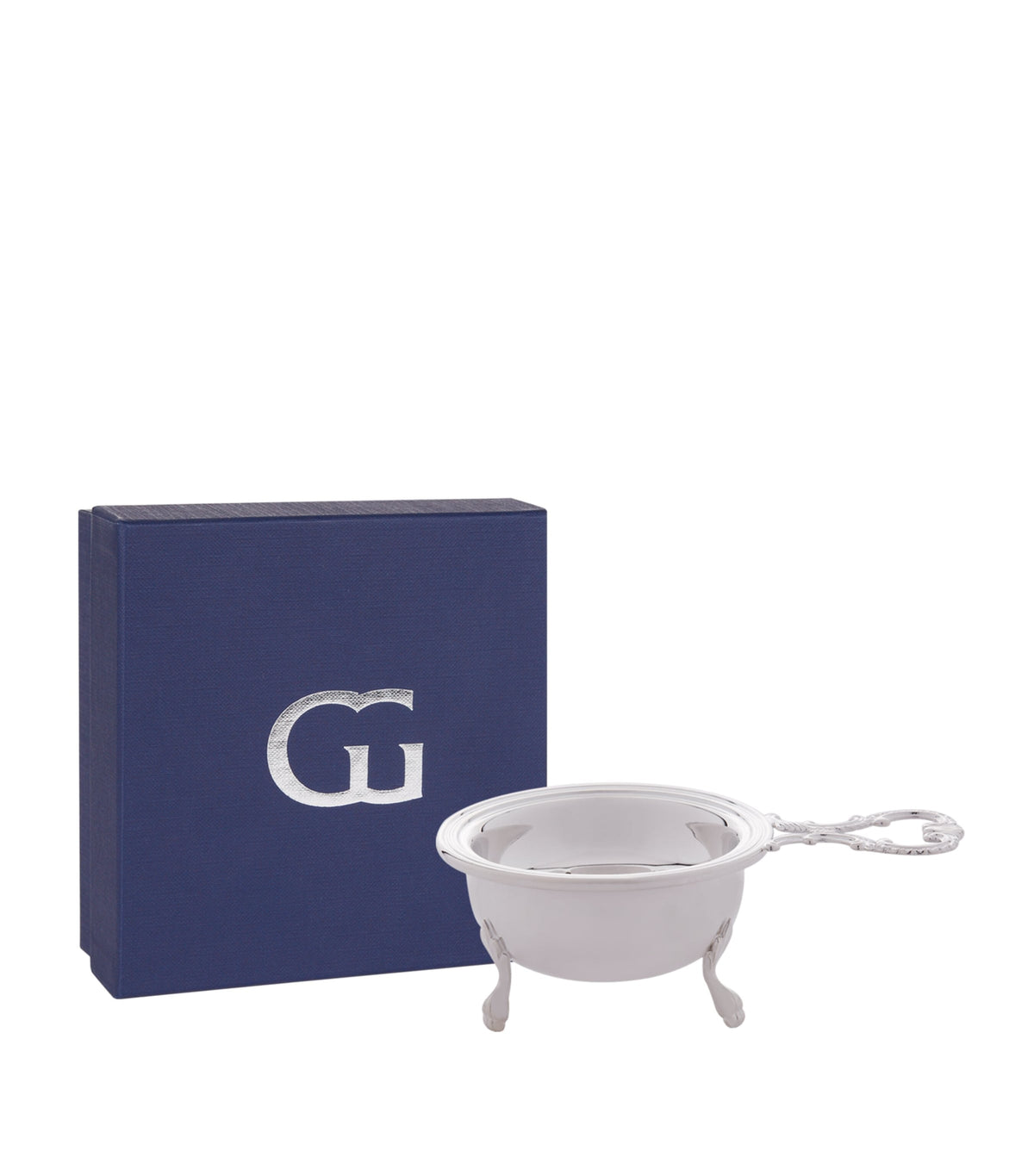 Greggio silver plated tea strainer with drip bowl, UK version
