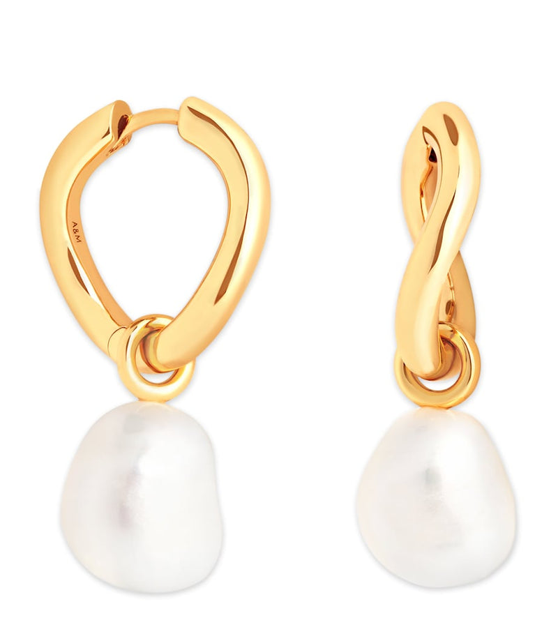 Astrid & Miyu pearl hoop earrings 2cm (British brand)