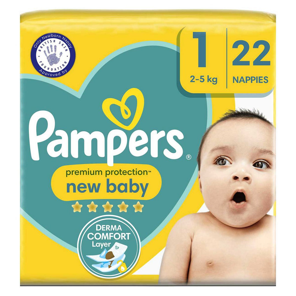 Pampers New Baby Size 1, 22 Newborn Nappies, 2kg-5kg, Carry Pack