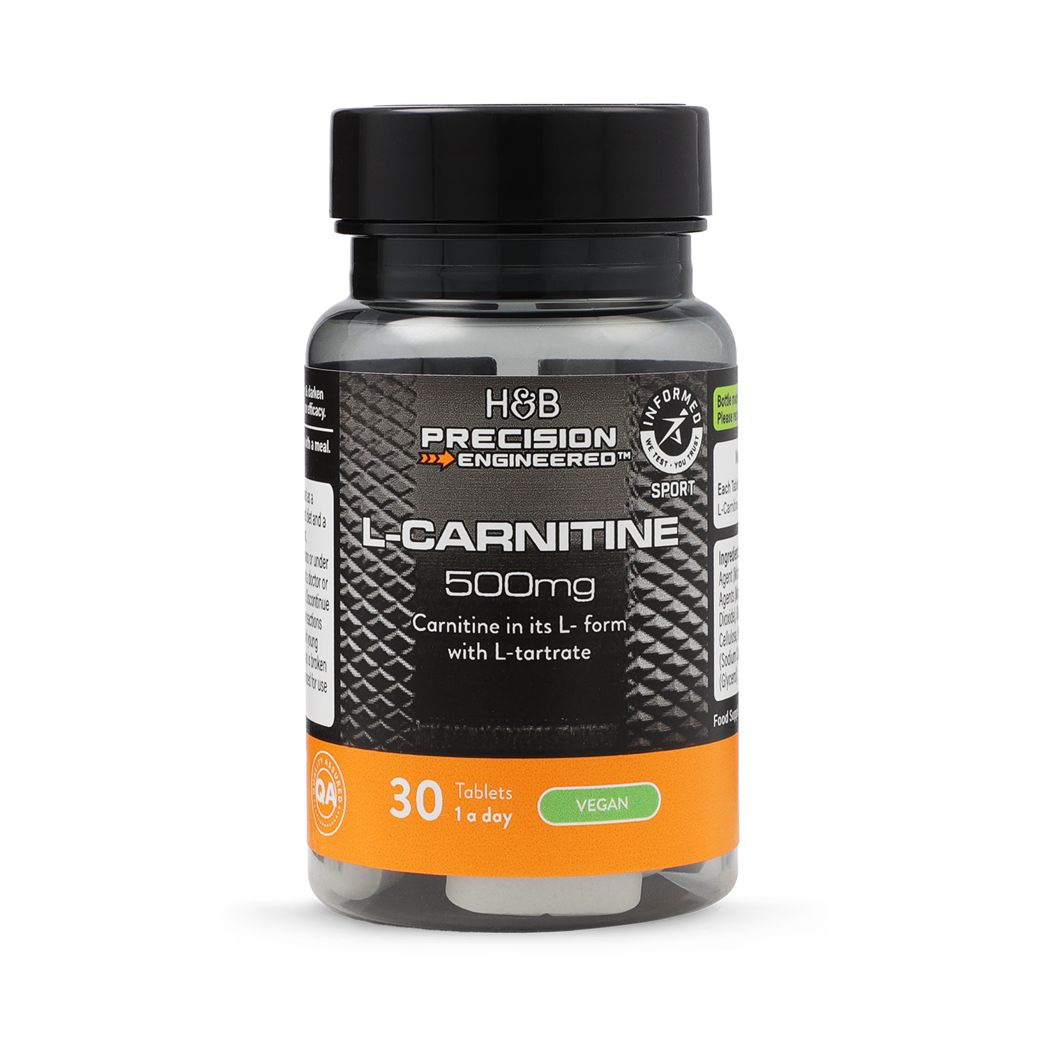 Precision Engineered L-Carnitine supplement 500mg 30 tablets, imported from the UK