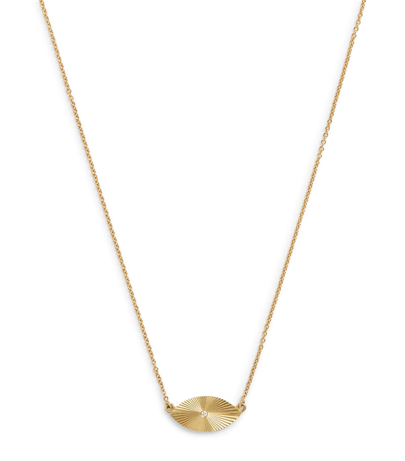 Jennifer Meyer evil eye necklace 18kt gold diamond, imported from the UK