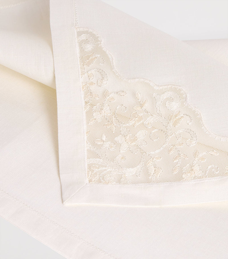Dea linen lace-trim elite napkin 45cm x 45cm - British product
