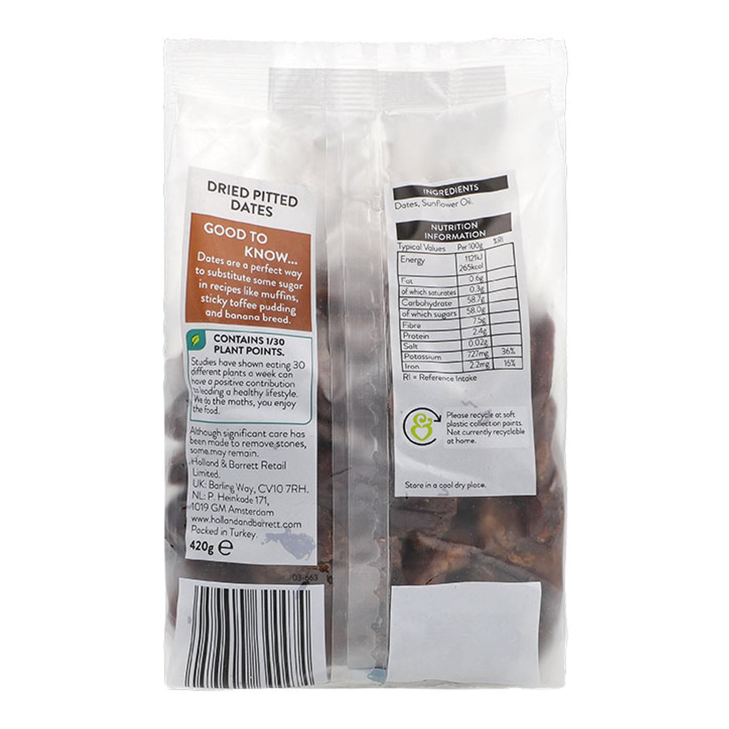 Holland & Barrett Dried Dates 420g - British product