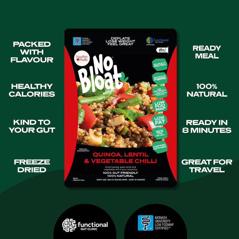 No Bloat quinoa lentil chilli pouches 4x50g - British product