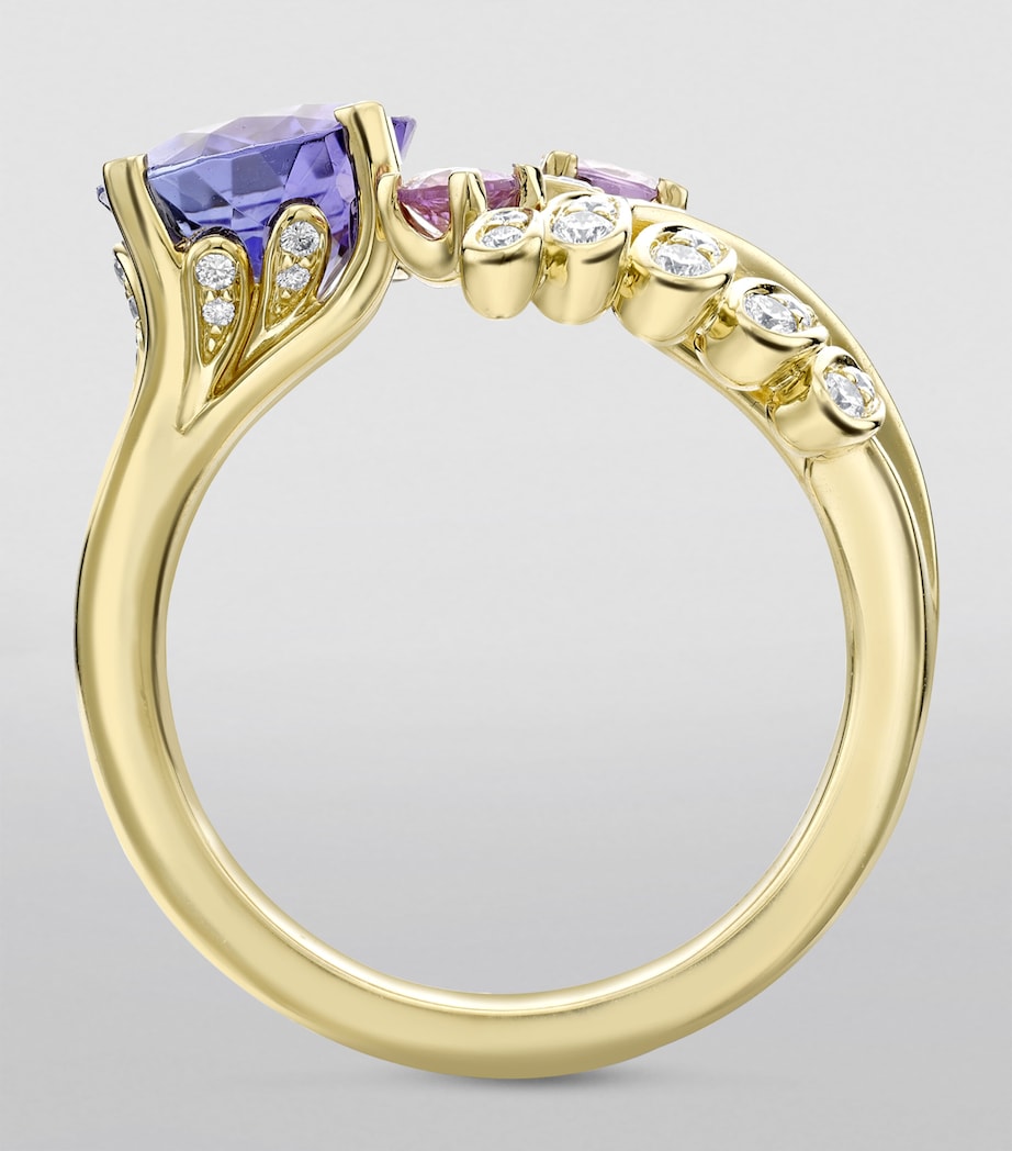 Boodles yellow gold tanzanite diamond ring - British product