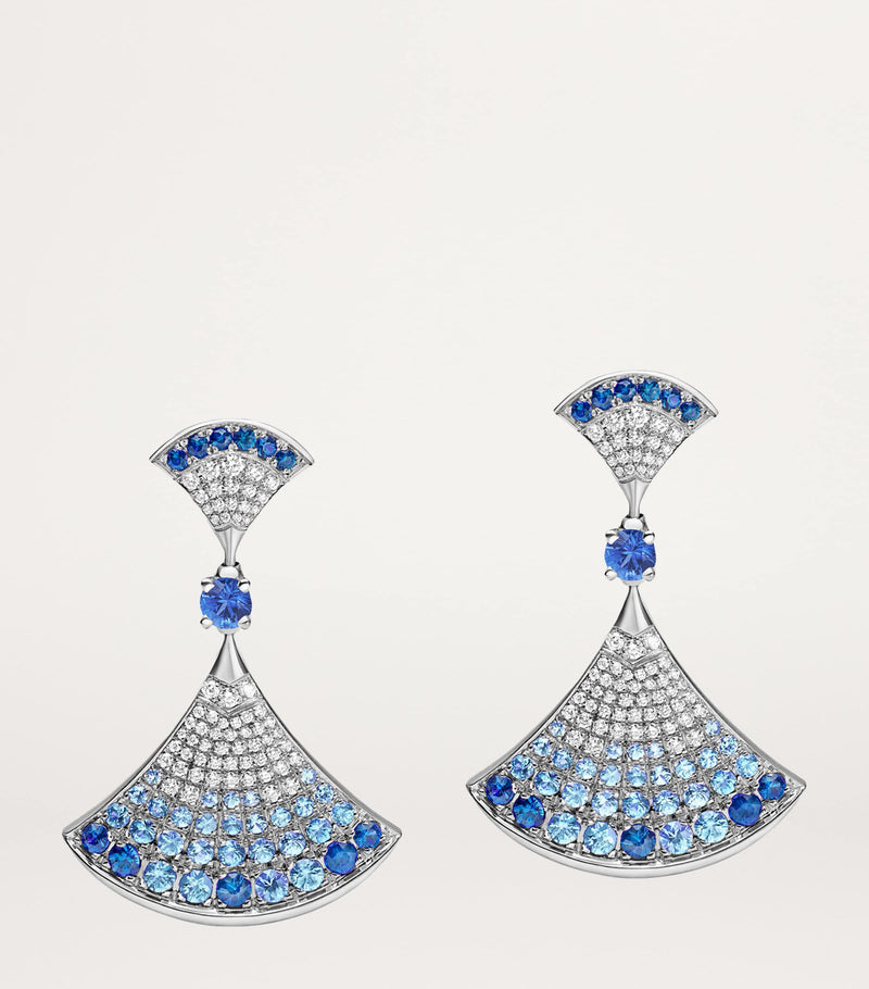 Bvlgari Divas Dream earrings in white gold with diamonds and sapphires - British product