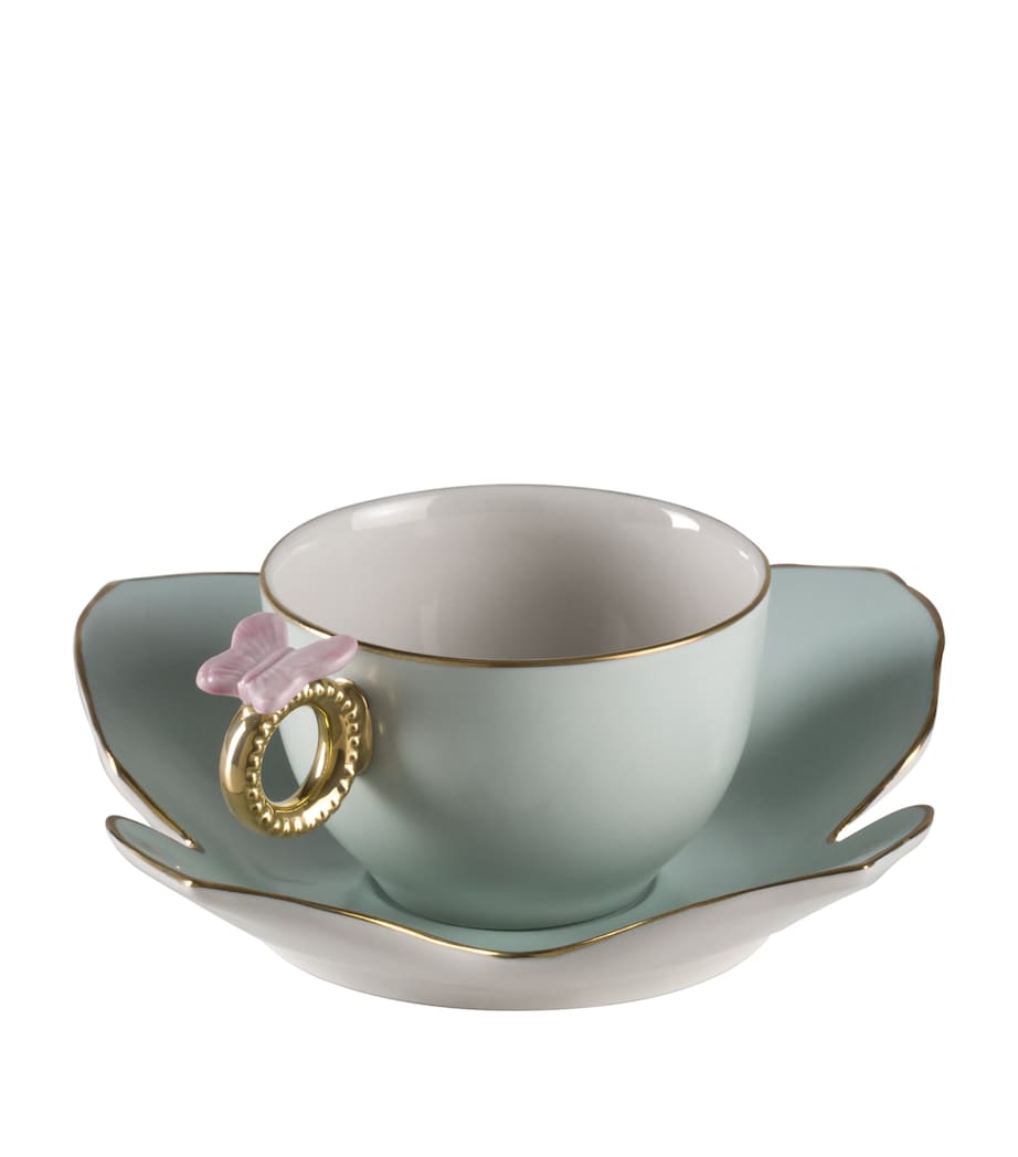 Villari butterfly teacup and saucer set (British brand)