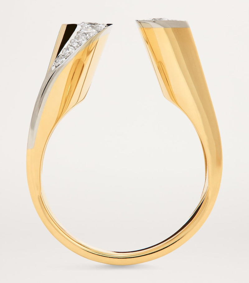 Engelbert yellow gold diamond pinky ring (British brand)