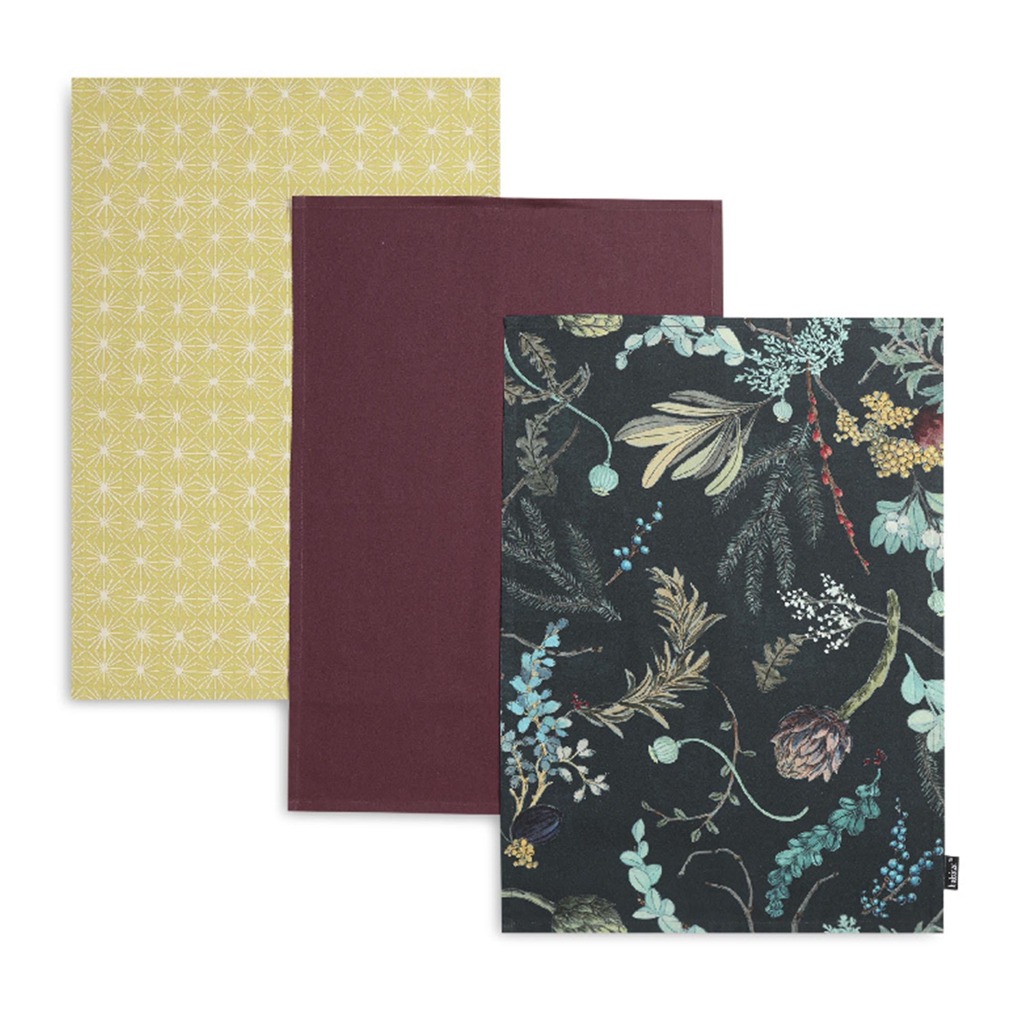 Habitat Winter Floral Tea Towels 3pk GOODS Sainsburys   