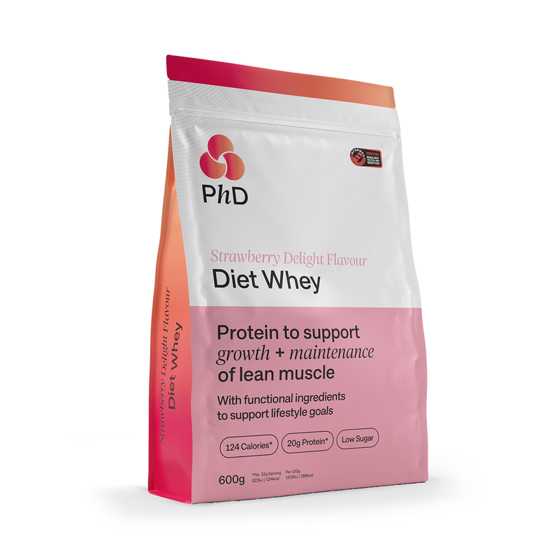 PhD whey protein powder Strawberry Delight 600g, imported from the UK