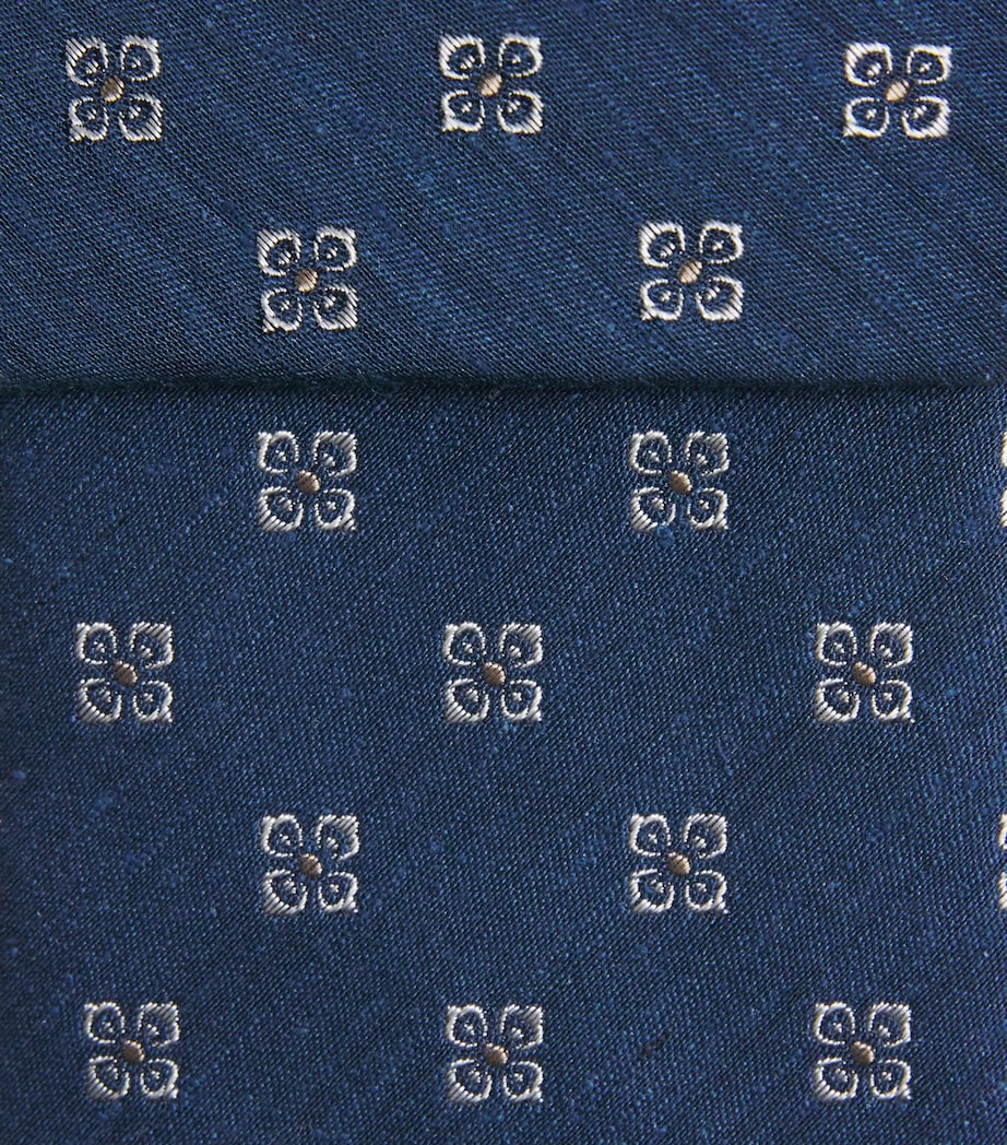 Isaia Seiden-Krawatte mit Blumenmuster, 6cm breit, importiert aus dem Vereinigten Königreich
