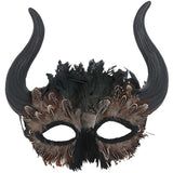 Smiffys feathered Venetian horned mask, imported from the UK