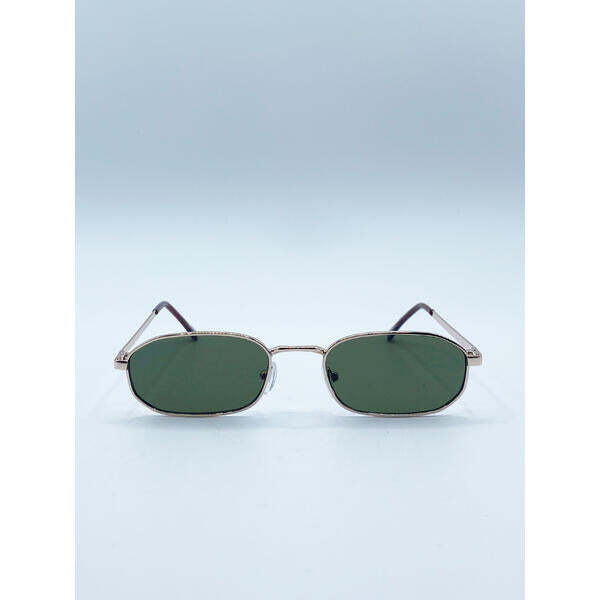 SVNX oval frame sunglasses gold and khaki - British product