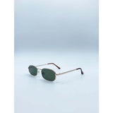 SVNX oval frame sunglasses gold and khaki - British product