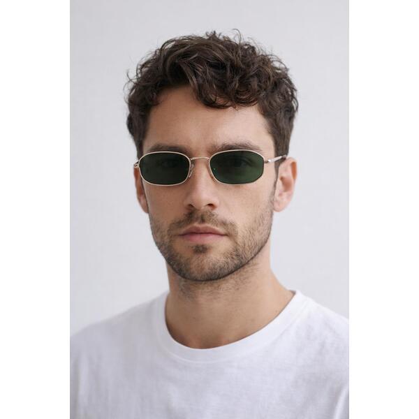 SVNX oval frame sunglasses gold and khaki - British product