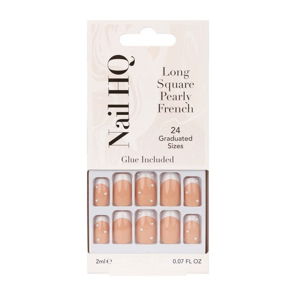 Nail HQ Long Square Pearly French Nails GOODS Superdrug   